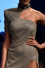 One Shoulder Gown with Side Scoop