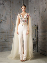Embroidered Jumpsuit With Cape