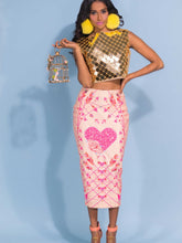 Mirror Embellished Top & Skirt Set